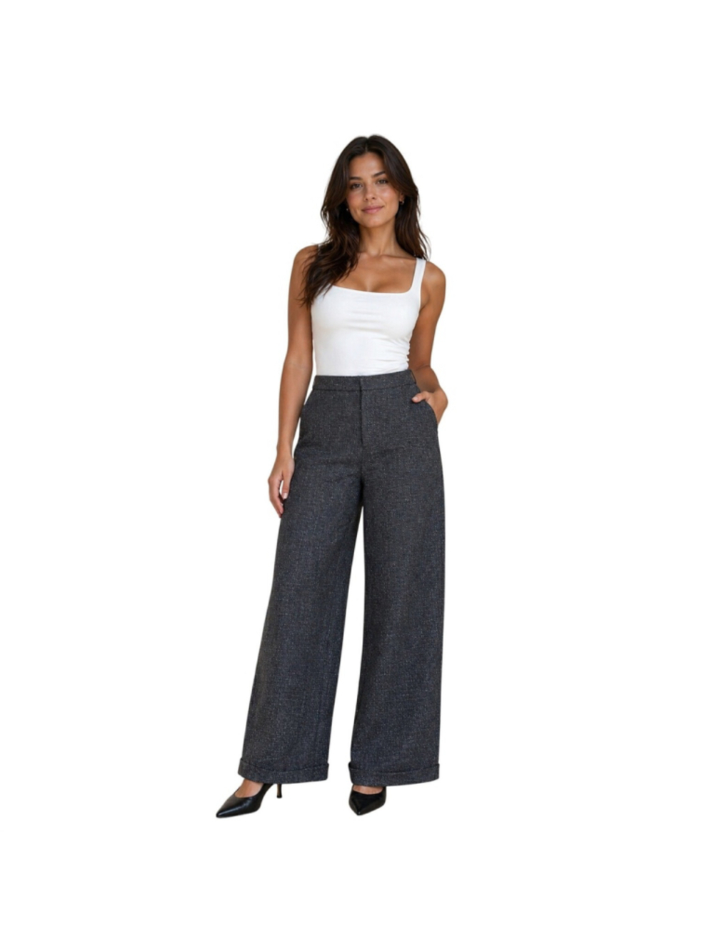 Atelier sz 10 wide leg faux wool proffesional career business casual pants EUC